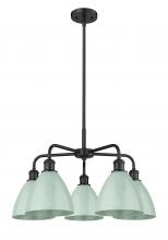 Innovations Lighting 516-5CR-BK-MBD-75-SF - Plymouth - 5 Light - 26 inch - Matte Black - Chandelier