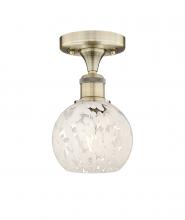 Innovations Lighting 616-1F-AB-G1216-6WM - White Mouchette - 1 Light - 6 inch - Antique Brass - Semi-Flush Mount