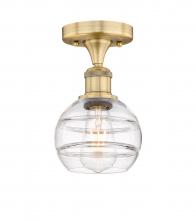 Innovations Lighting 616-1F-BB-G556-6CL - Rochester - 1 Light - 6 inch - Brushed Brass - Semi-Flush Mount