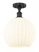 Innovations Lighting 616-1F-BK-G1217-12WV - White Venetian - 1 Light - 12 inch - Matte Black - Semi-Flush Mount