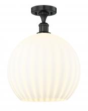 Innovations Lighting 616-1F-BK-G1217-14WV - White Venetian - 1 Light - 14 inch - Matte Black - Semi-Flush Mount