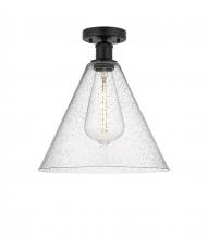 Innovations Lighting 616-1F-BK-GBC-124 - Berkshire - 1 Light - 12 inch - Matte Black - Semi-Flush Mount