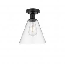 Innovations Lighting 616-1F-BK-GBC-82 - Berkshire - 1 Light - 8 inch - Matte Black - Semi-Flush Mount