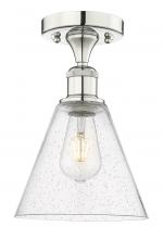 Innovations Lighting 616-1F-PN-GBC-84 - Berkshire - 1 Light - 8 inch - Polished Nickel - Semi-Flush Mount