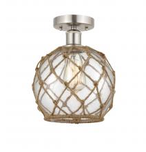 Innovations Lighting 616-1F-SN-G122-8RB - Farmhouse Rope - 1 Light - 8 inch - Brushed Satin Nickel - Semi-Flush Mount