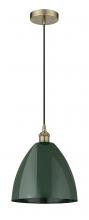 Innovations Lighting 616-1P-AB-MBD-12-GR - Plymouth - 1 Light - 12 inch - Antique Brass - Cord hung - Mini Pendant