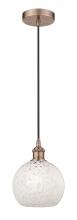 Innovations Lighting 616-1P-AC-G1216-8WM - White Mouchette - 1 Light - 8 inch - Antique Copper - Cord Hung - Mini Pendant