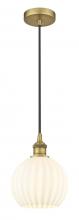 Innovations Lighting 616-1P-BB-G1217-8WV - White Venetian - 1 Light - 8 inch - Brushed Brass - Cord Hung - Mini Pendant