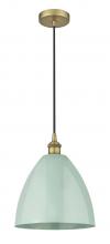 Innovations Lighting 616-1P-BB-MBD-12-SF-LED - Plymouth - 1 Light - 12 inch - Brushed Brass - Cord hung - Mini Pendant