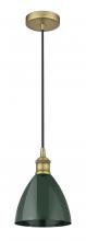 Innovations Lighting 616-1P-BB-MBD-75-GR-LED - Plymouth - 1 Light - 8 inch - Brushed Brass - Cord hung - Mini Pendant