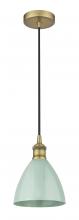 Innovations Lighting 616-1P-BB-MBD-75-SF-LED - Plymouth - 1 Light - 8 inch - Brushed Brass - Cord hung - Mini Pendant