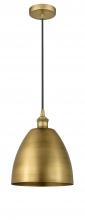 Innovations Lighting 616-1P-BB-MBD-9-BB - Bristol - 1 Light - 9 inch - Brushed Brass - Cord hung - Mini Pendant