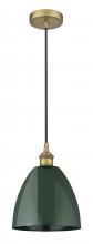 Innovations Lighting 616-1P-BB-MBD-9-GR - Plymouth - 1 Light - 9 inch - Brushed Brass - Cord hung - Mini Pendant