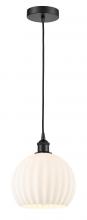 Innovations Lighting 616-1P-BK-G1217-10WV - White Venetian - 1 Light - 10 inch - Matte Black - Cord Hung - Mini Pendant