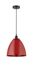 Innovations Lighting 616-1P-BK-MBD-12-RD - Plymouth - 1 Light - 12 inch - Matte Black - Cord hung - Mini Pendant