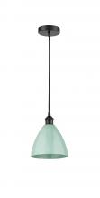 Innovations Lighting 616-1P-BK-MBD-75-SF - Plymouth - 1 Light - 8 inch - Matte Black - Cord hung - Mini Pendant