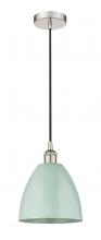 Innovations Lighting 616-1P-PN-MBD-9-SF - Plymouth - 1 Light - 9 inch - Polished Nickel - Cord hung - Mini Pendant