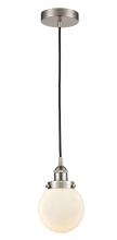 Innovations Lighting 616-1PH-SN-G201-6 - Beacon - 1 Light - 6 inch - Brushed Satin Nickel - Cord hung - Mini Pendant