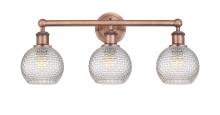 Innovations Lighting 616-3W-AC-G122C-6CL - Athens - 3 Light - 24 inch - Antique Copper - Bath Vanity Light