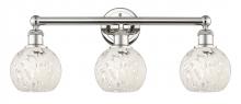 Innovations Lighting 616-3W-PN-G1216-6WM - White Mouchette - 3 Light - 24 inch - Polished Nickel - Bath Vanity Light