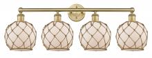 Innovations Lighting 616-4W-BB-G121-8RB - Farmhouse Rope - 4 Light - 35 inch - Brushed Brass - Bath Vanity Light