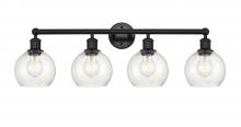 Innovations Lighting 616-4W-BK-G124-6 - Athens - 4 Light - 33 inch - Matte Black - Bath Vanity Light