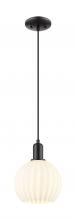Innovations Lighting 716-1P-BK-G1217-8WV - White Venetian - 1 Light - 8 inch - Matte Black - Cord hung - Mini Pendant