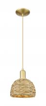 Innovations Lighting 716-1P-SG-RBD-8-NAT - Woven Rattan - 1 Light - 8 inch - Satin Gold - Mini Pendant
