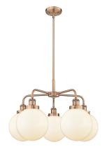 Innovations Lighting 916-5CR-AC-G201-8 - Beacon - 5 Light - 27 inch - Antique Copper - Chandelier