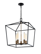 Matteo Lighting C61705RB - Scatola Rusty Black and Aged Gold Brass Accents Chandelier