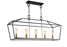 Matteo Lighting C61715RB - Scatola Rusty Black and Aged Gold Brass Accents Chandelier