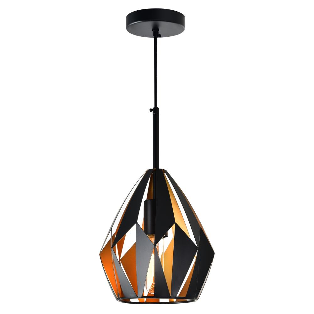 Oxide 1 Light Down Mini Pendant With Black+Copper Finish