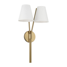 Capital 660621AW - 12.5" W x 23.25" H 2-Light Wallchiere Double Sconce in Aged Brass with Matte White Metal Sha