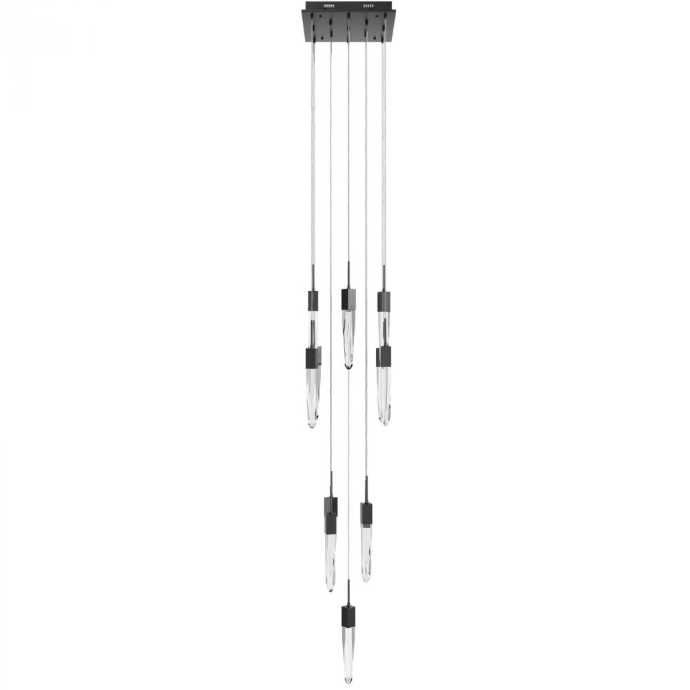 Aspen  13 Light Multi  Pendant in Dark Bronze with Clear Crystal
