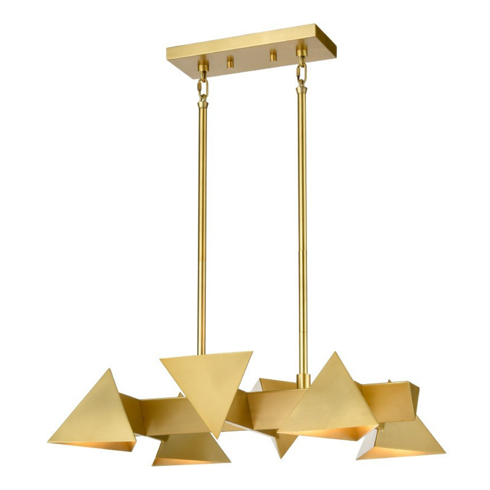 Avante 25" 6-Light, Geometric Triangular Linear in Aged Brass
