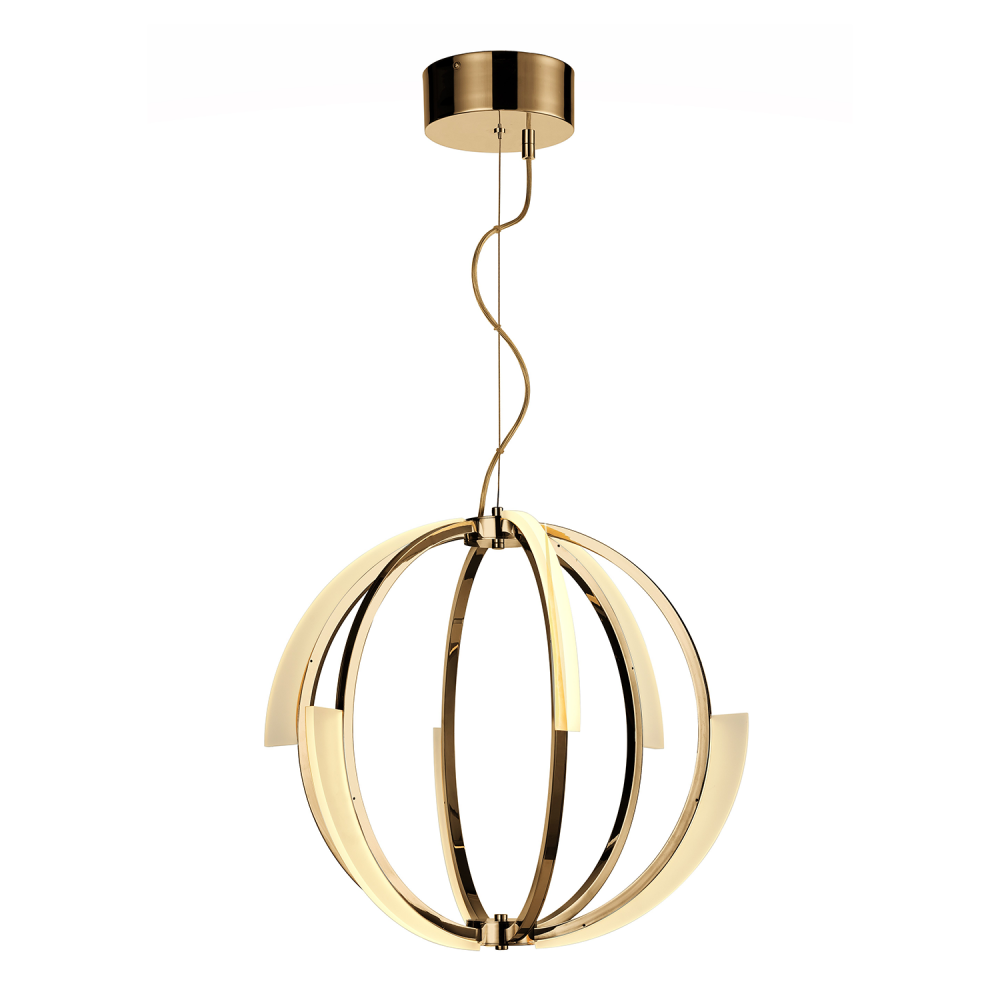 LED 22" Aged Brass Geometrical Sphere Styled Chandelier