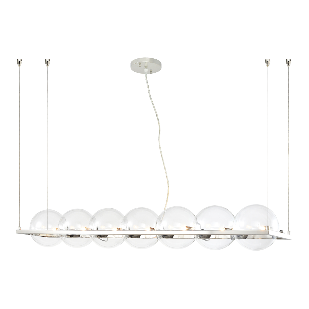 7-Light 50" Polished Nickel Linear Globe Chandelier