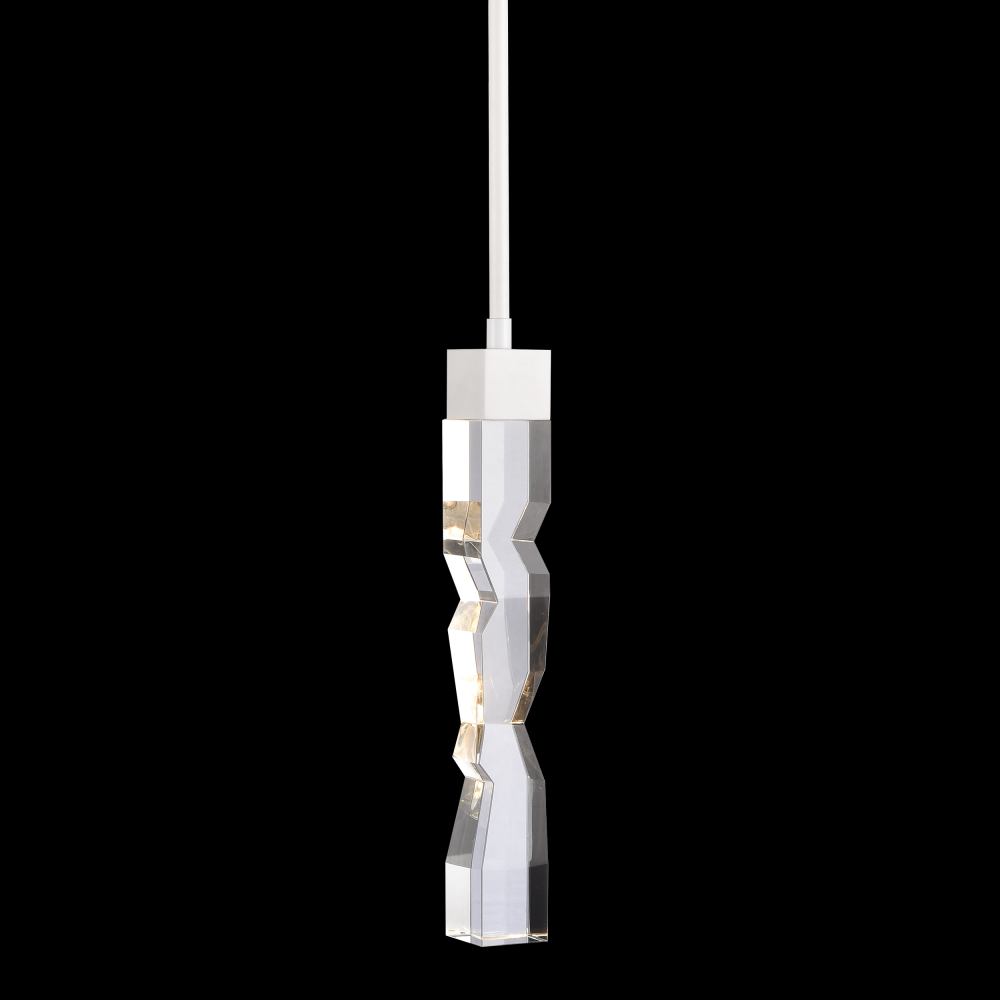 LED 3CCT 1-Light 2"x2" Carved Crystal Matte White Mini-Pendant