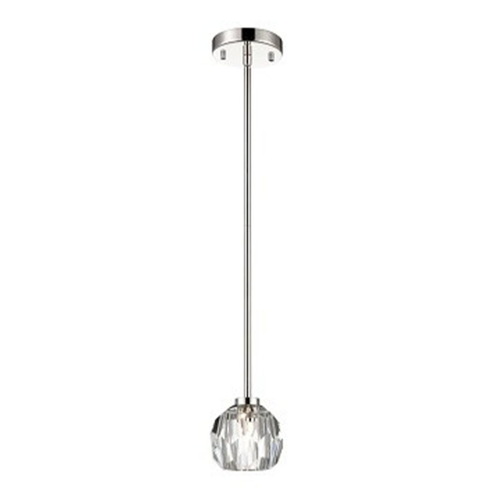 5" Single Polished Nickel Crystal Mini-Pendant