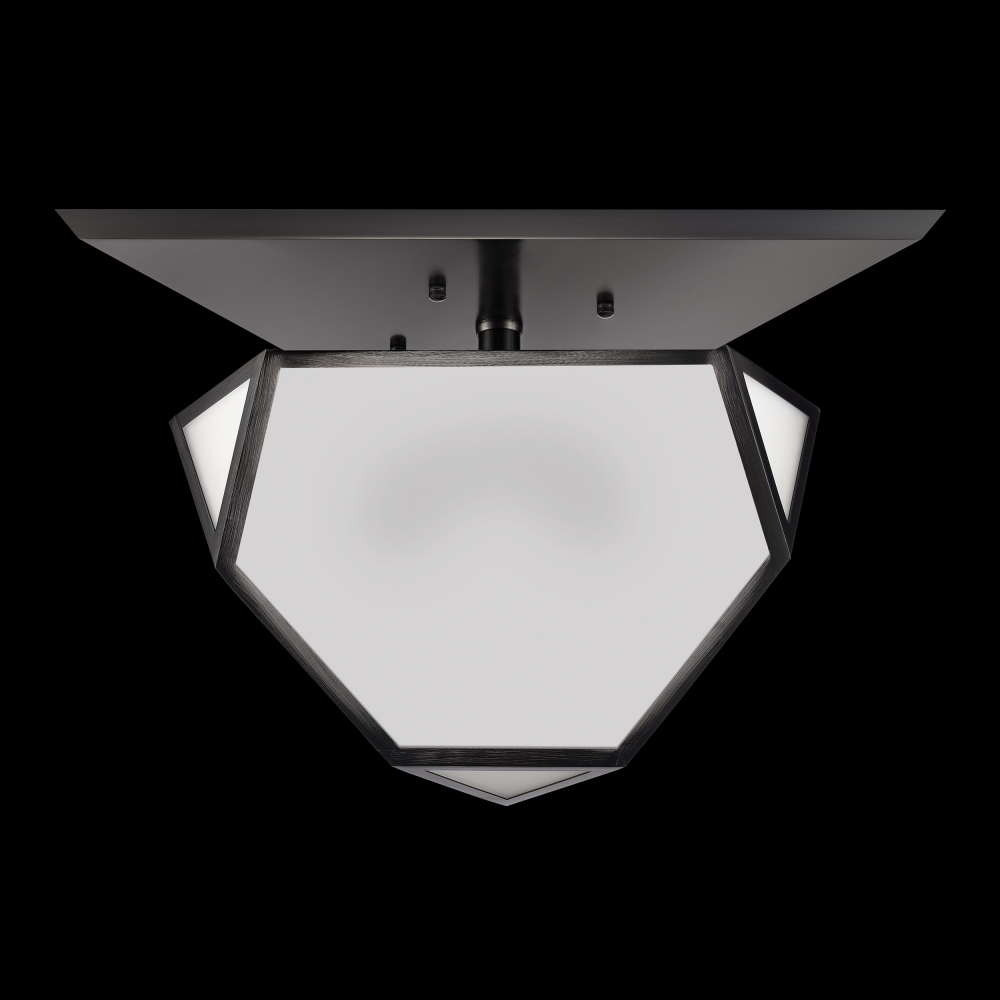 3-Light 21" Architectural Glass Satin Brushed Black Semi-Flush Mount