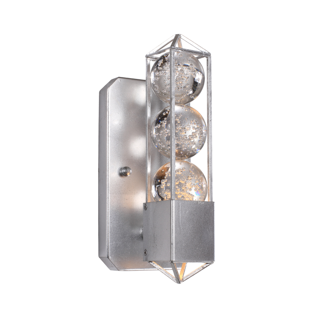 1-Light 10" Modern Orb Silver Leaf Vertical Wall Sconce