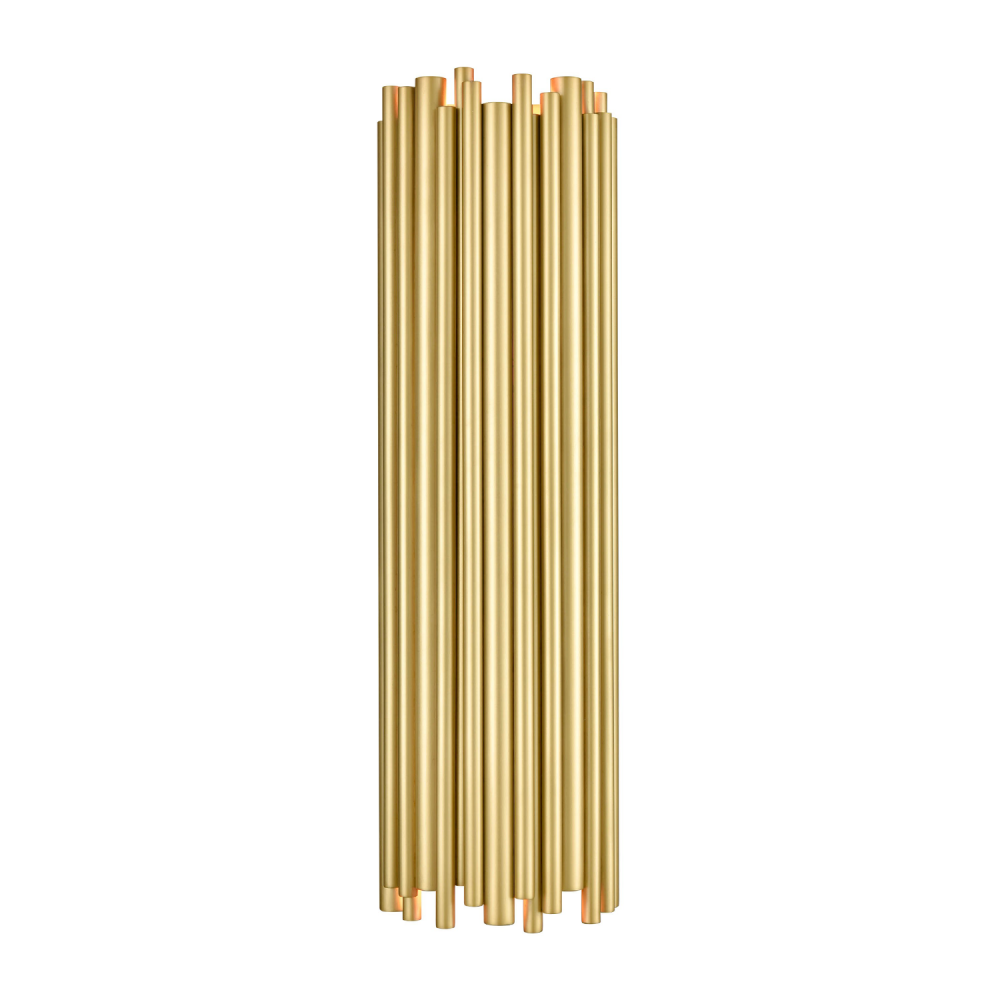 2-Light 8" Modern Semi-Cylindrical Organ Pipe Aged Brass Vertical Wall Sconce