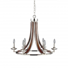 ZEEV Lighting CD10074-6-PN-PW - 6-Light 28" Candle Chandelier