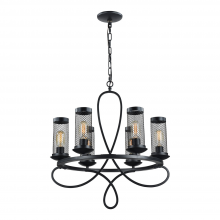 ZEEV Lighting CD10111-6-RCBK - Kenosha 23" 6-Light, Rustic Iron Chandelier in Black