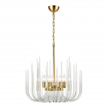 ZEEV Lighting CD10409-8-PB - Astoria 24" 8-Light, Curved Glass Chandelier in Polished Brass