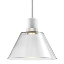 ZEEV Lighting P11702-LED-MW-K-PN-G13 - Zigrina Glass Cone LED Pendant in White and Nickel Knurled Ring