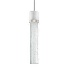 ZEEV Lighting P11702-LED-MW-K-PN-G5 - Zigrina 12" Crackled Glass LED Pendant in White and Nickel Knurled Ring