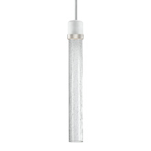 ZEEV Lighting P11702-LED-MW-K-PN-G6 - Zigrina 18" Crackled Glass LED Pendant in White and Nickel Knurled Ring
