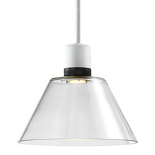 ZEEV Lighting P11702-LED-MW-K-SBB-G13 - Zigrina Glass Cone LED Pendant in White and Black Knurled Ring