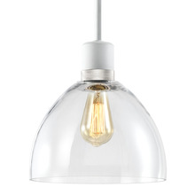 ZEEV Lighting P11706-E26-MW-K-PN-G12 - Zigrina Glass Dome E26 Pendant in White with Knurled Ring in Nickel